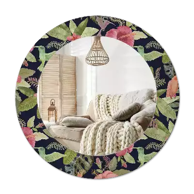 Miroir rond imprimé Fleurs d'hibiscus