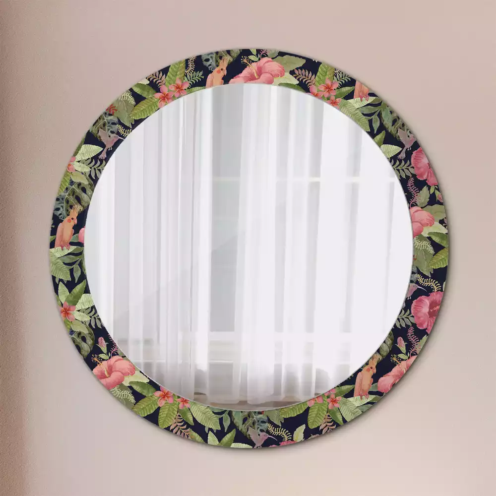 Miroir rond imprimé Fleurs d'hibiscus