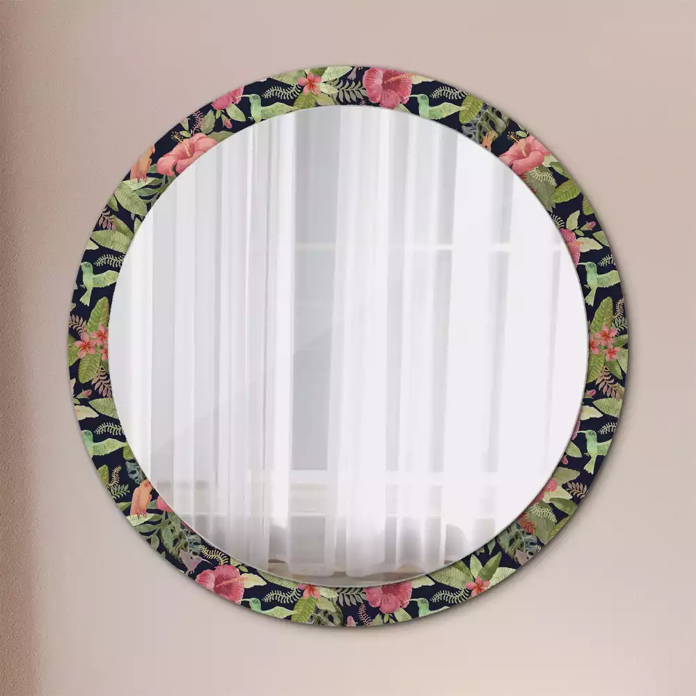Miroir rond imprimé Fleurs d'hibiscus
