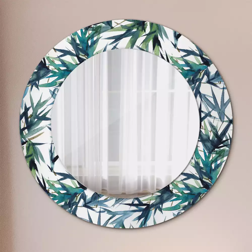 Miroir rond imprimé Palmiers bleus
