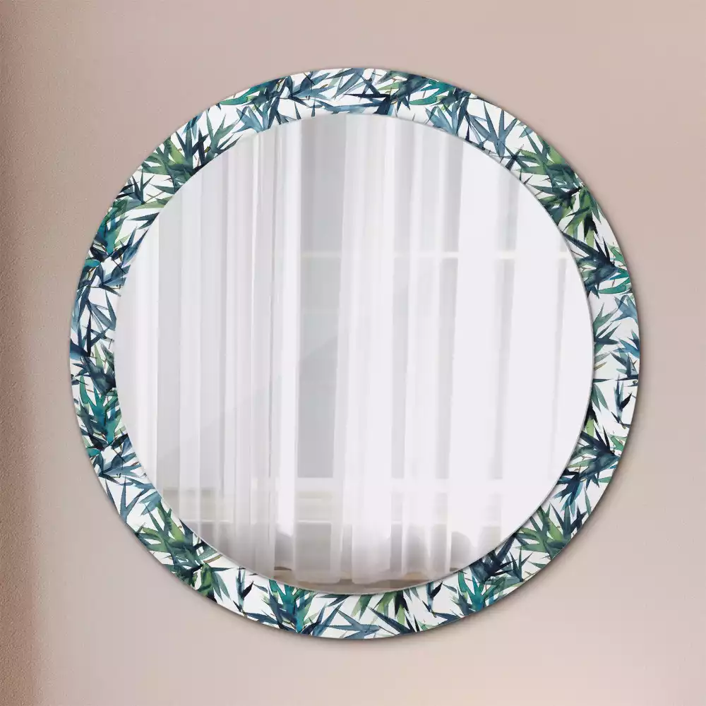 Miroir rond imprimé Palmiers bleus