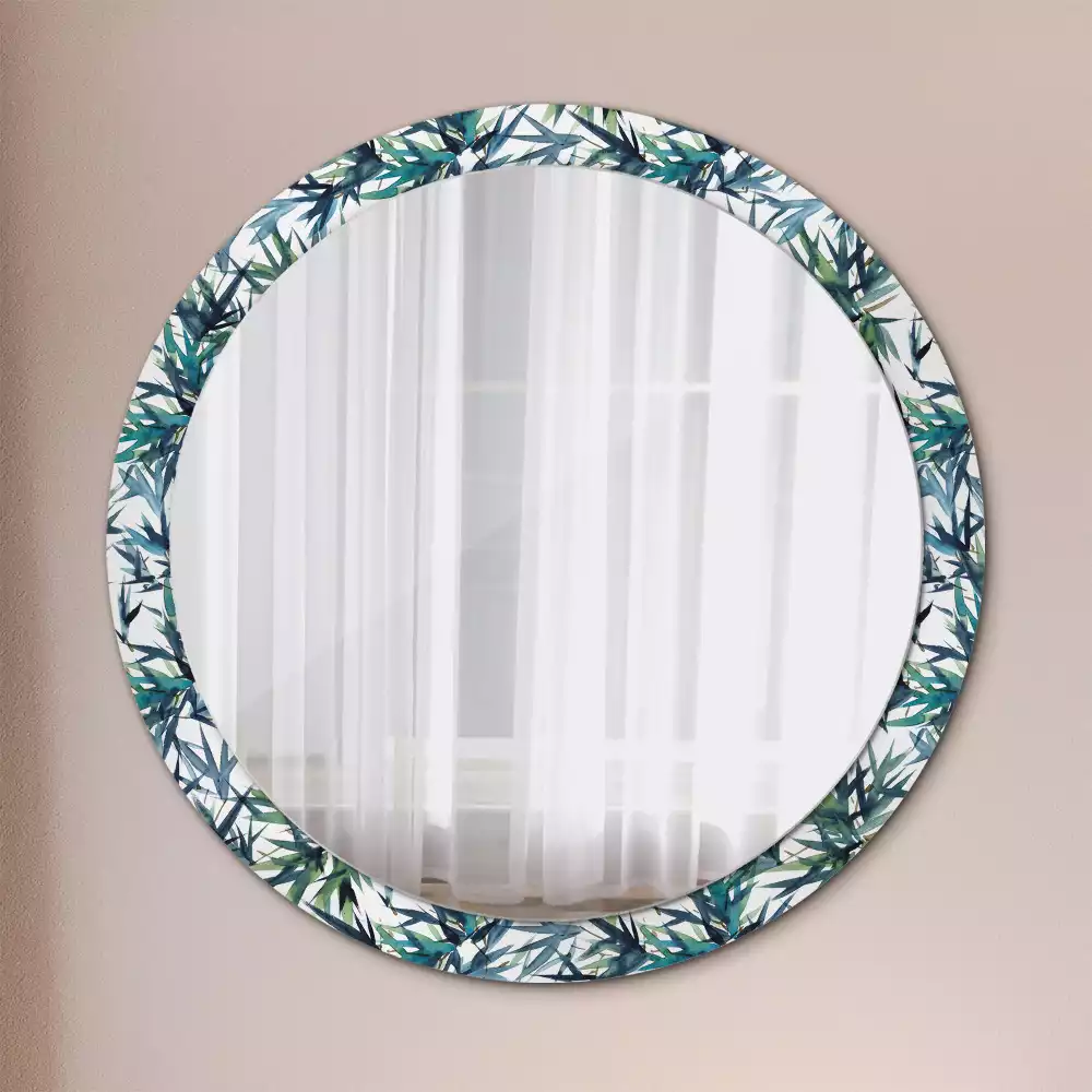 Miroir rond imprimé Palmiers bleus
