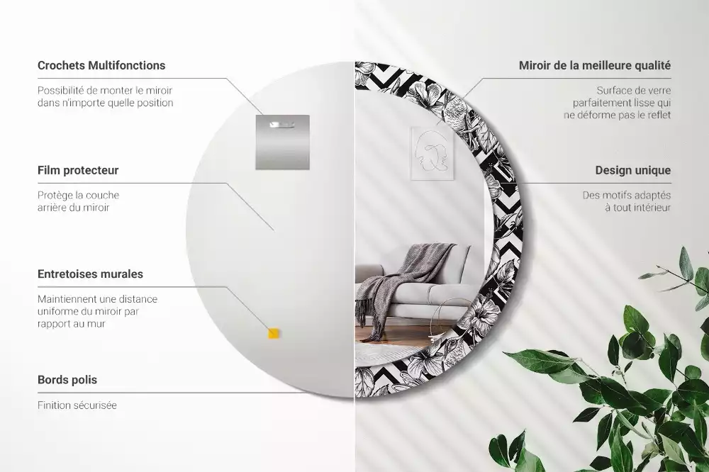 Miroir rond imprimé Colibris