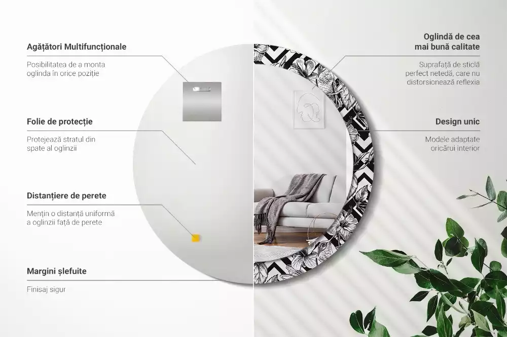 Miroir rond imprimé Colibris