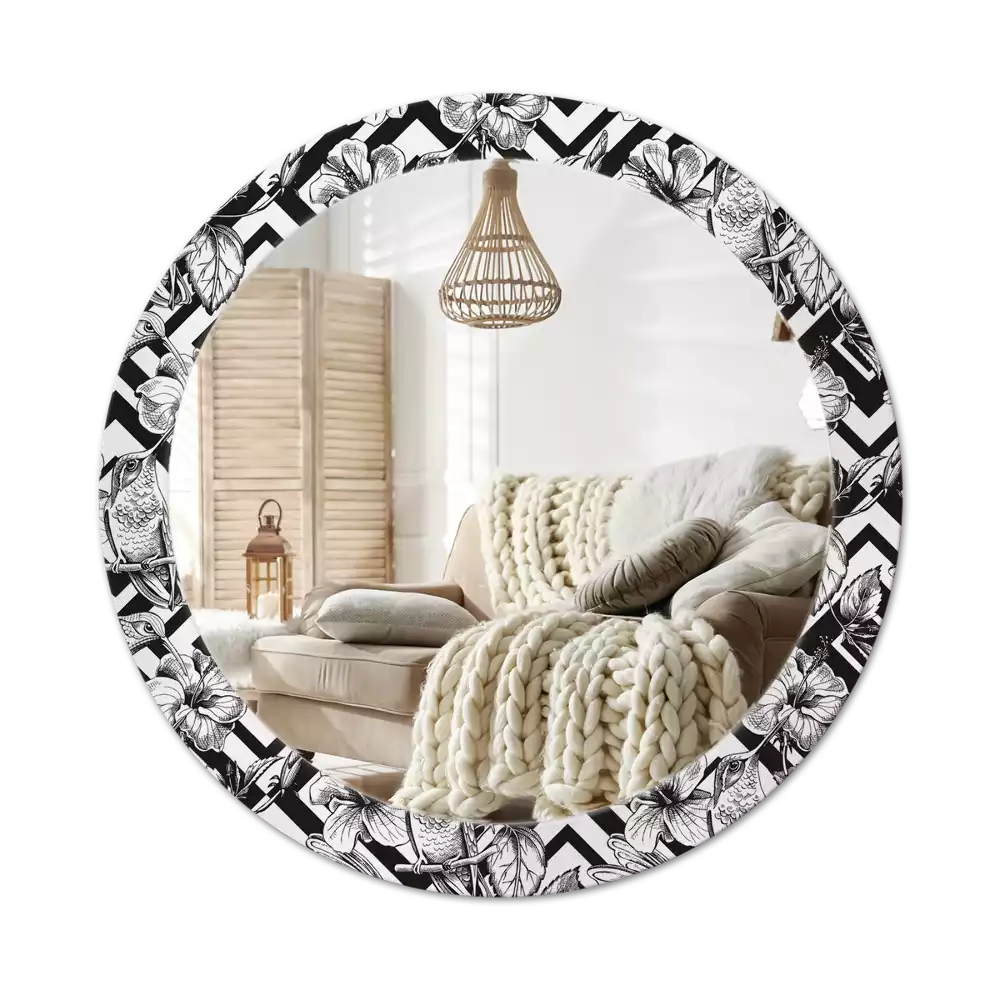 Miroir rond imprimé Colibris