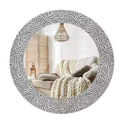 Miroir rond cadre avec impression Motif floral