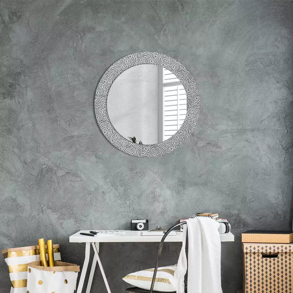 Miroir rond cadre avec impression Motif floral