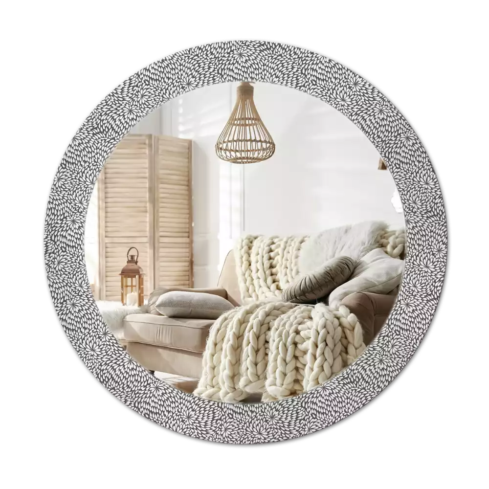 Miroir rond cadre avec impression Motif floral