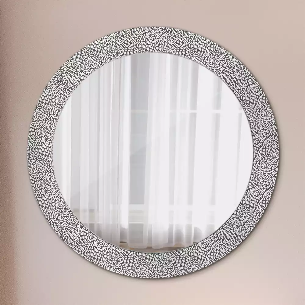 Miroir rond cadre avec impression Motif floral