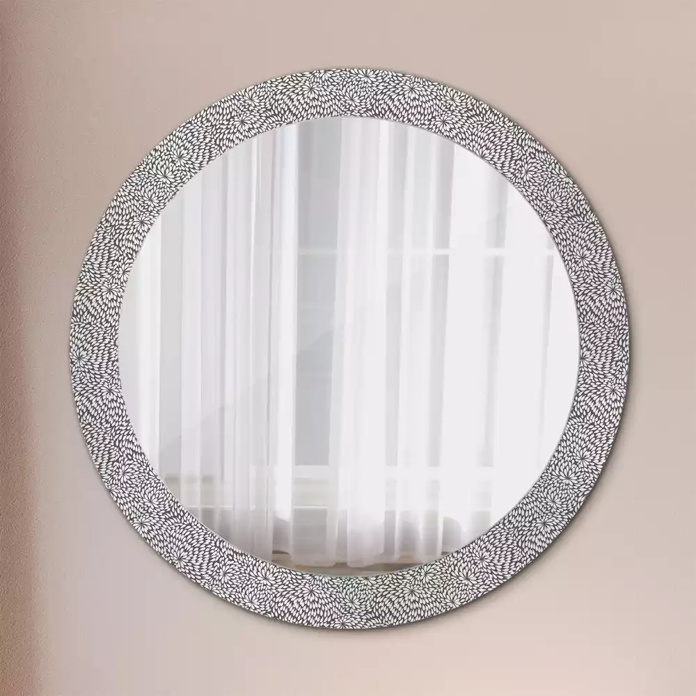 Miroir rond cadre avec impression Motif floral