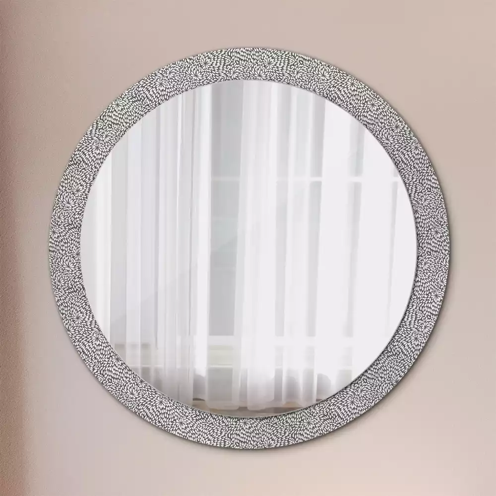Miroir rond cadre avec impression Motif floral