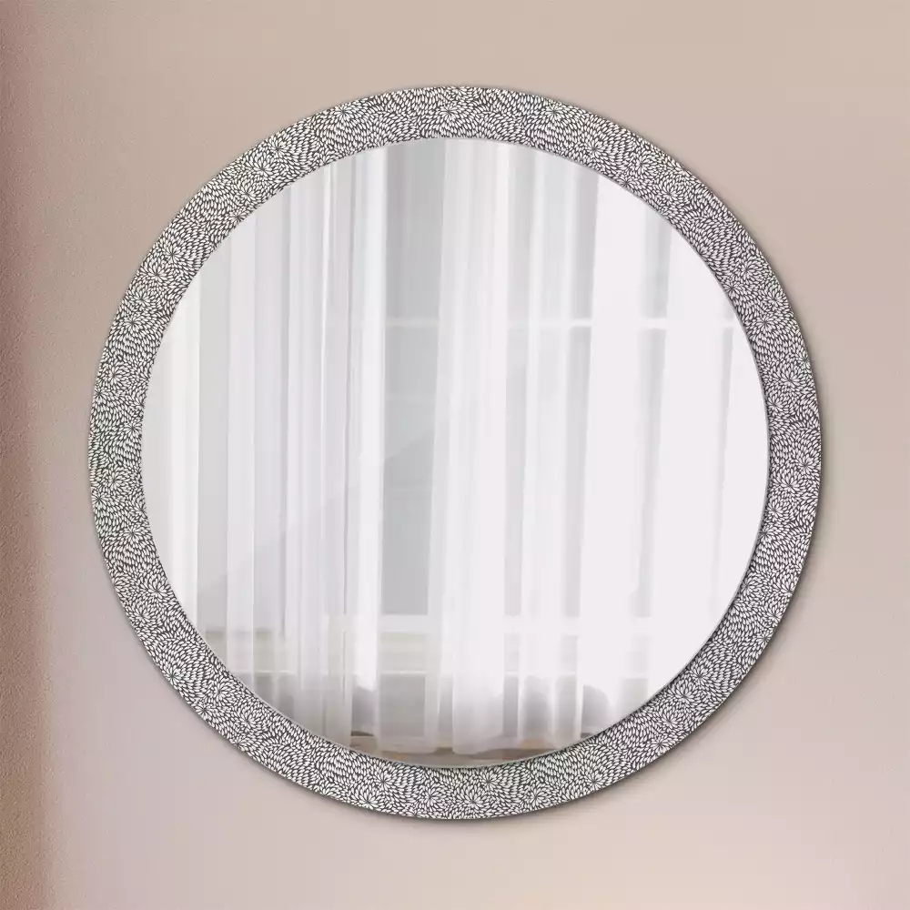 Miroir rond cadre avec impression Motif floral