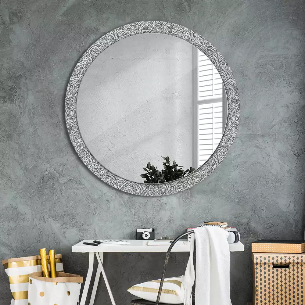 Miroir rond cadre avec impression Motif floral