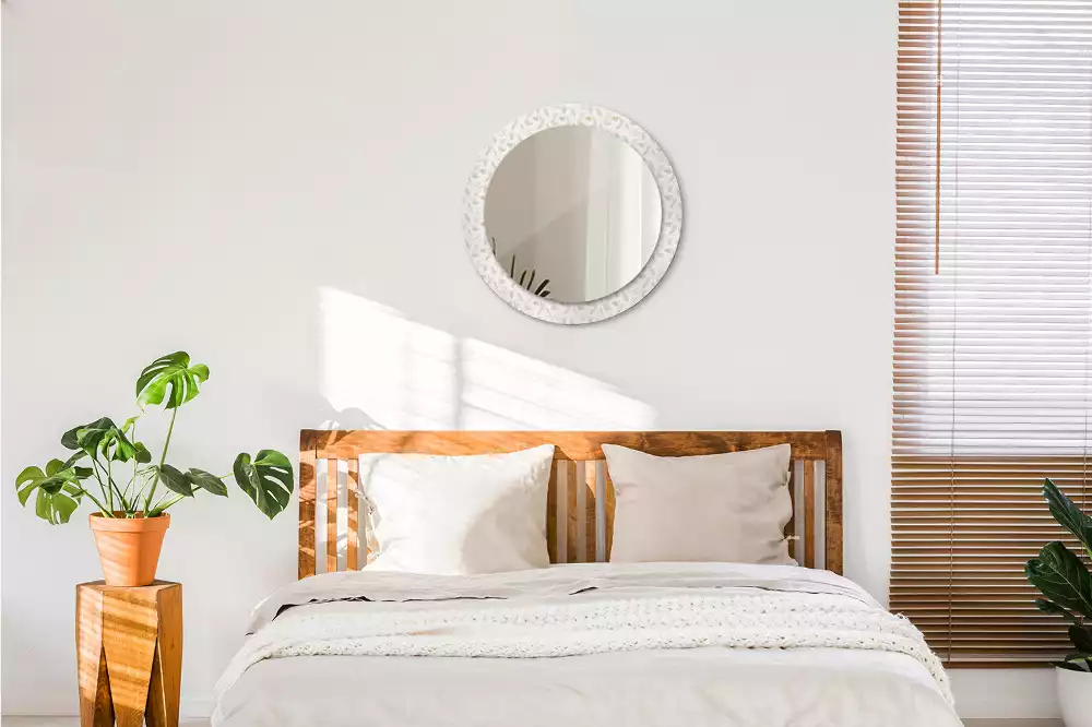 Miroir rond imprimé Plumes d'oiseaux