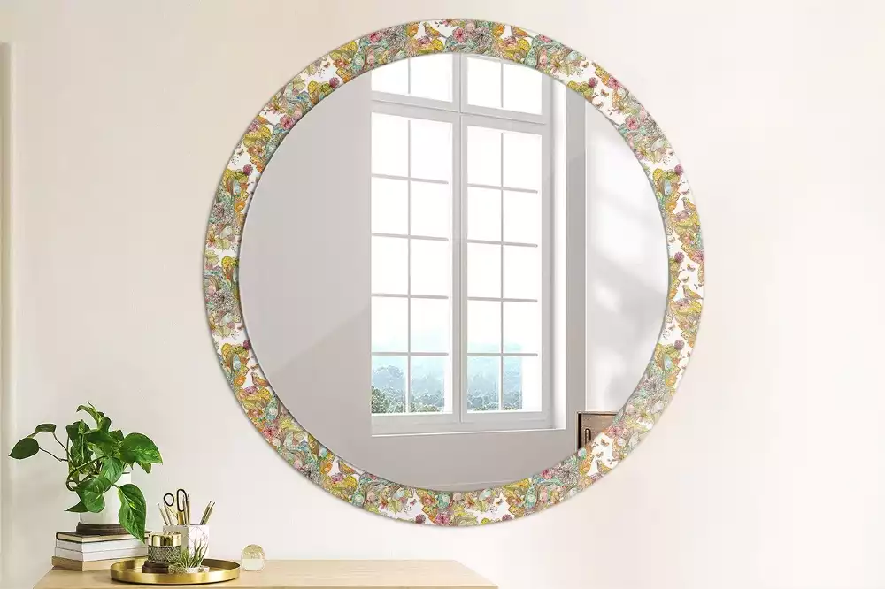 Miroir rond avec décoration Fleurs féeriques