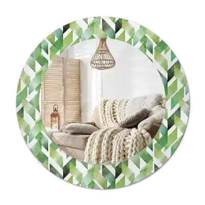 Miroir rond cadre avec impression Chevrons