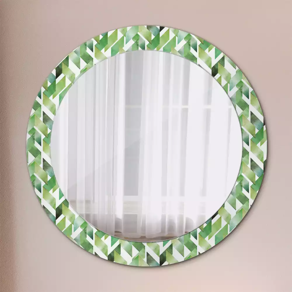 Miroir rond cadre avec impression Chevrons
