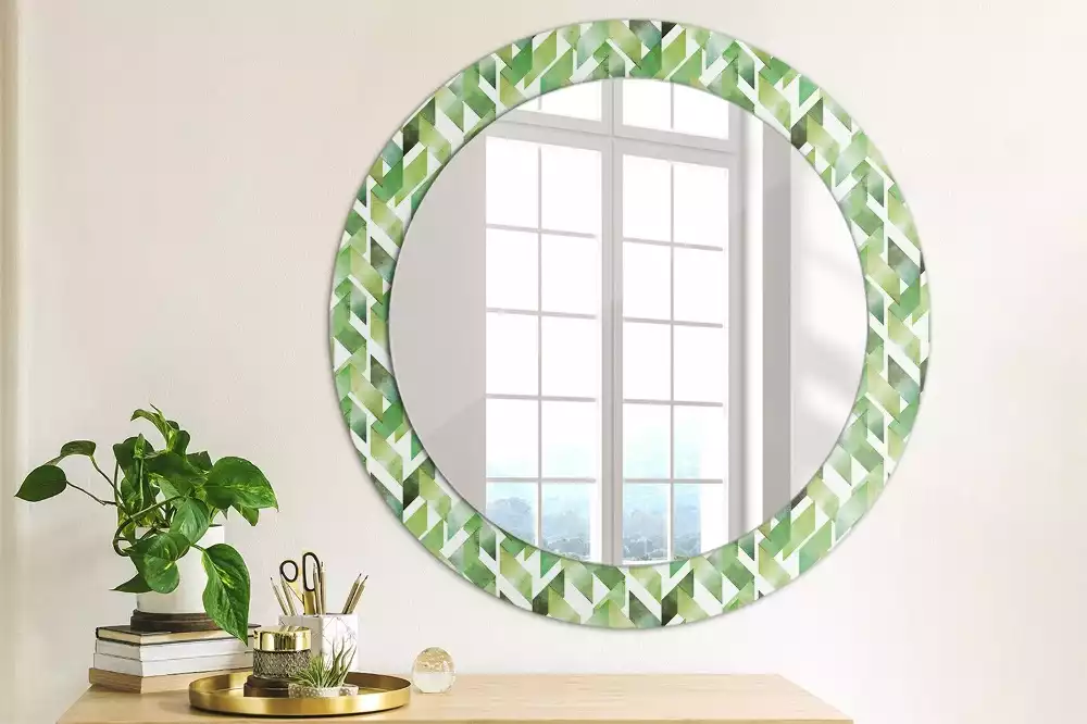 Miroir rond cadre avec impression Chevrons