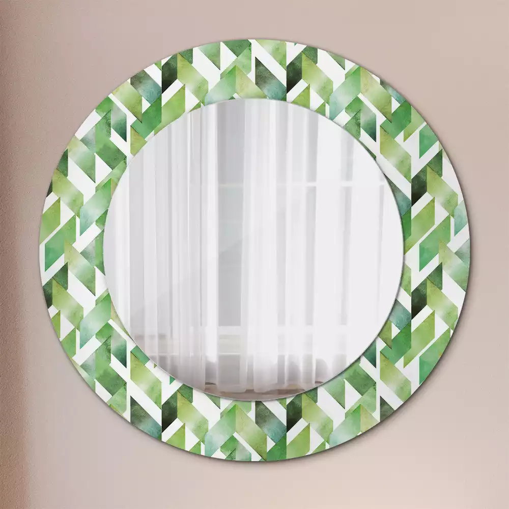 Miroir rond cadre avec impression Chevrons