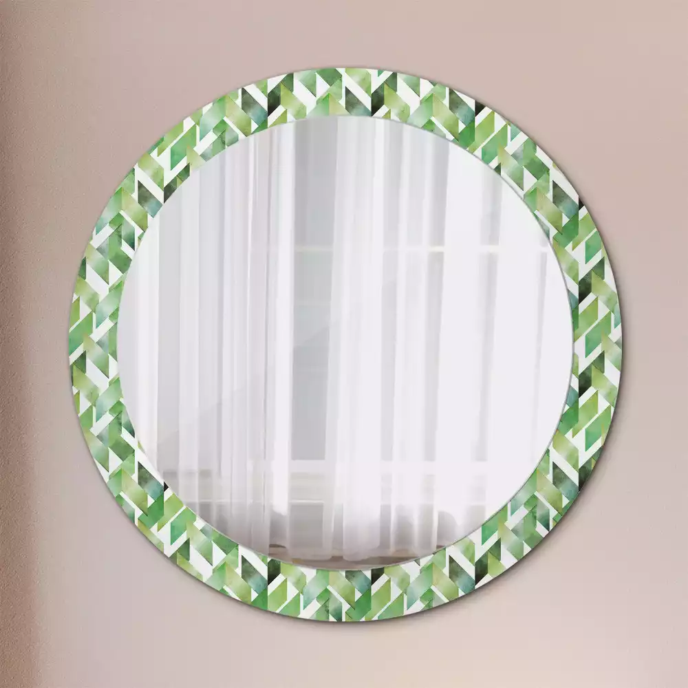 Miroir rond cadre avec impression Chevrons