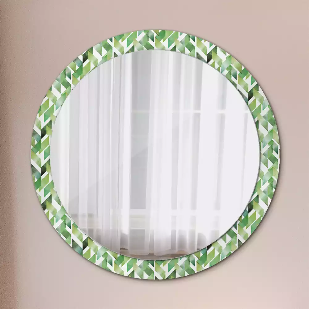 Miroir rond cadre avec impression Chevrons