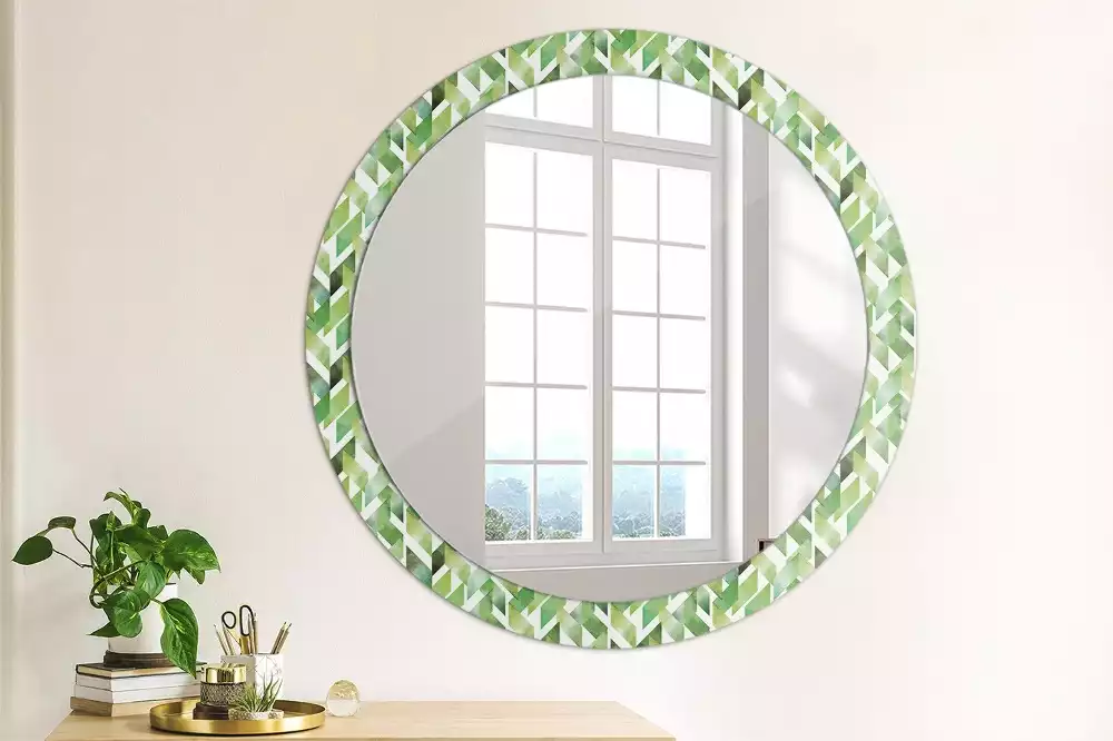 Miroir rond cadre avec impression Chevrons