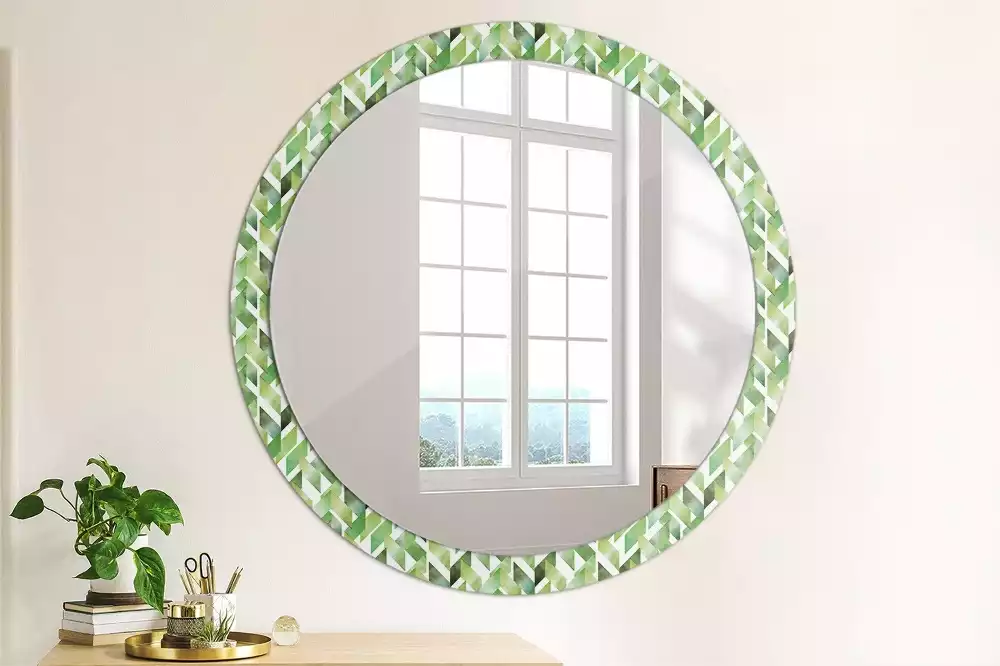Miroir rond cadre avec impression Chevrons