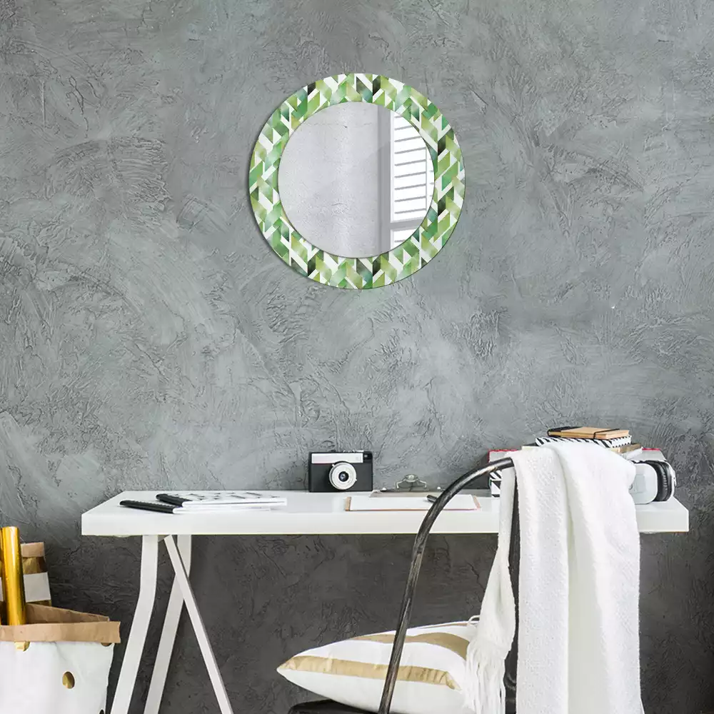 Miroir rond cadre avec impression Chevrons