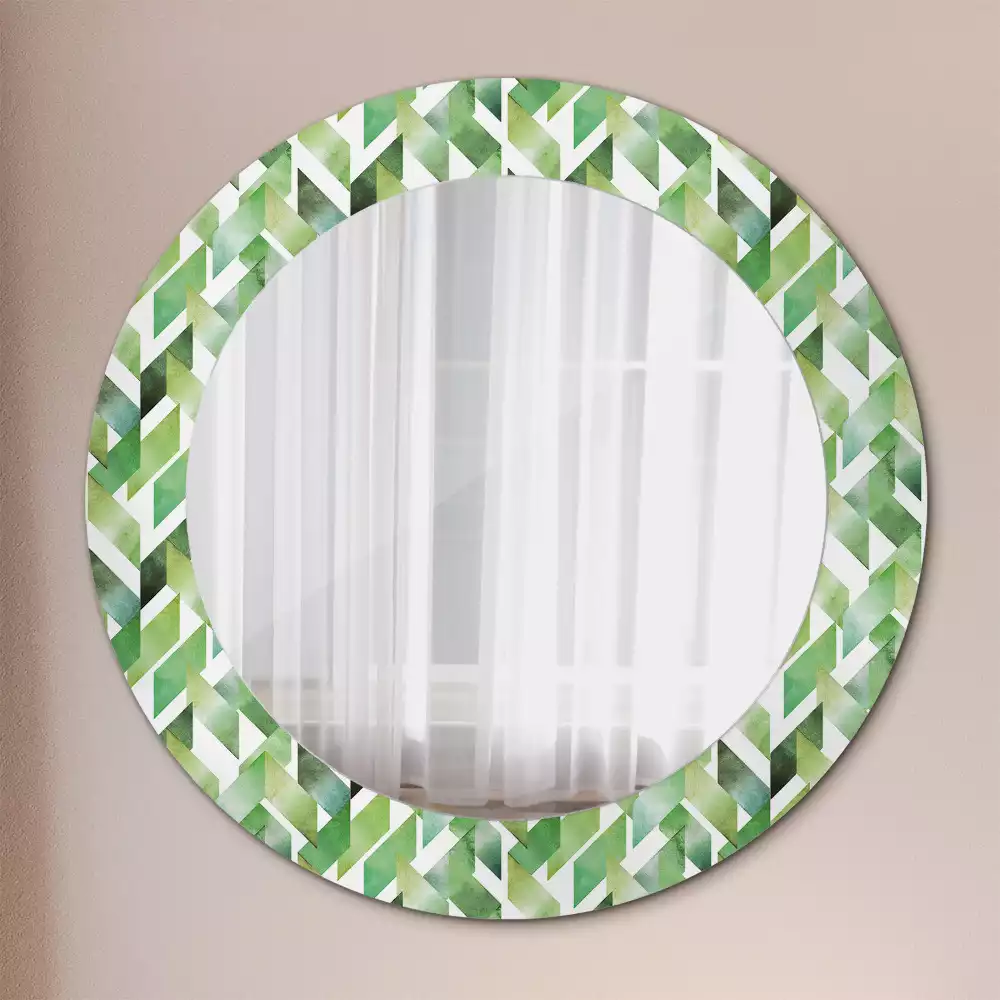 Miroir rond cadre avec impression Chevrons