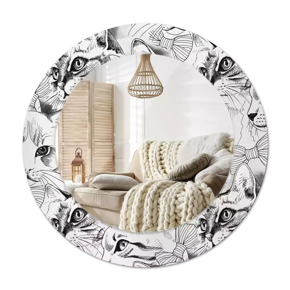 Miroir rond avec décoration Chats
