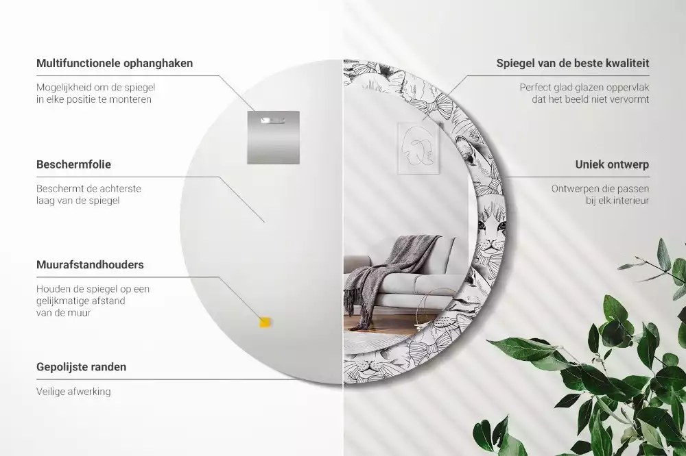 Miroir rond avec décoration Chats