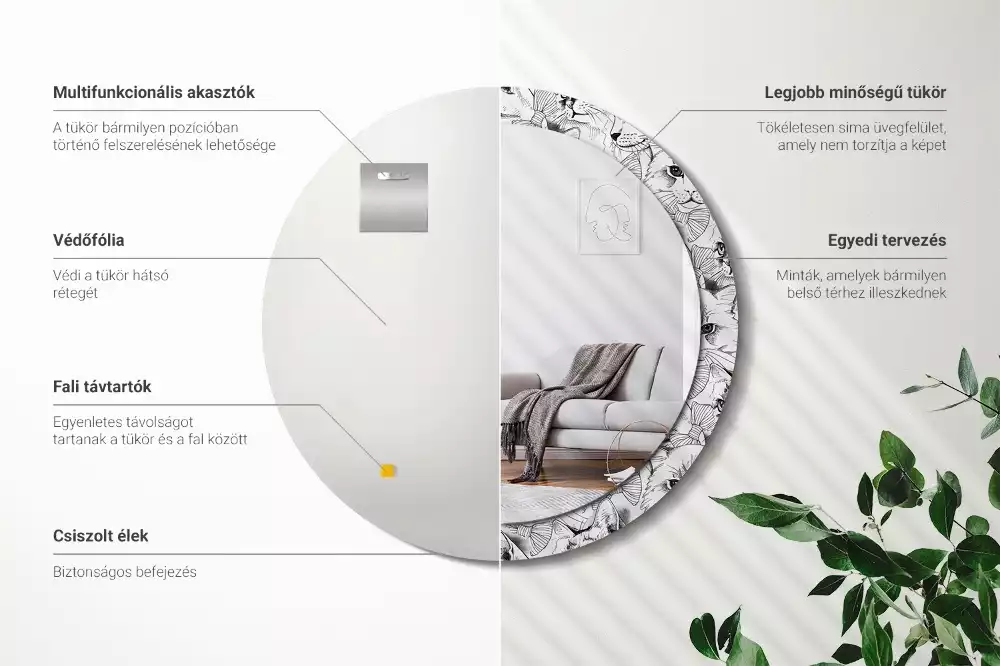 Miroir rond avec décoration Chats