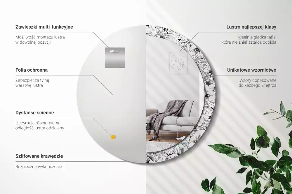 Miroir rond avec décoration Chats