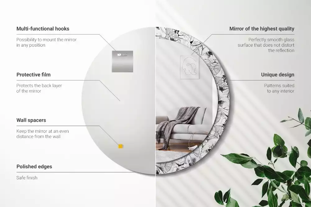 Miroir rond avec décoration Chats