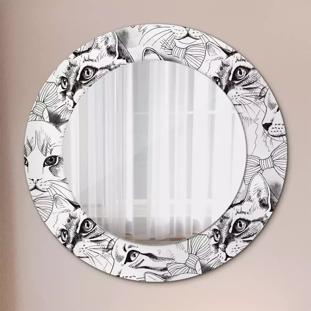 Miroir rond avec décoration Chats