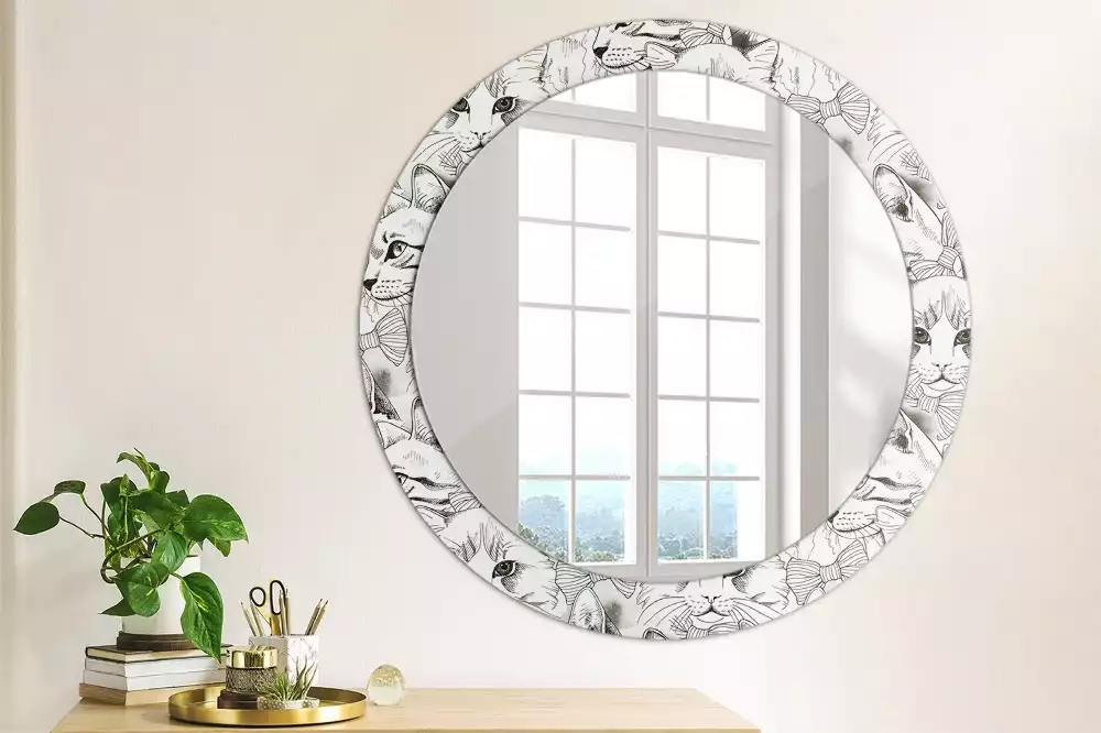 Miroir rond avec décoration Chats