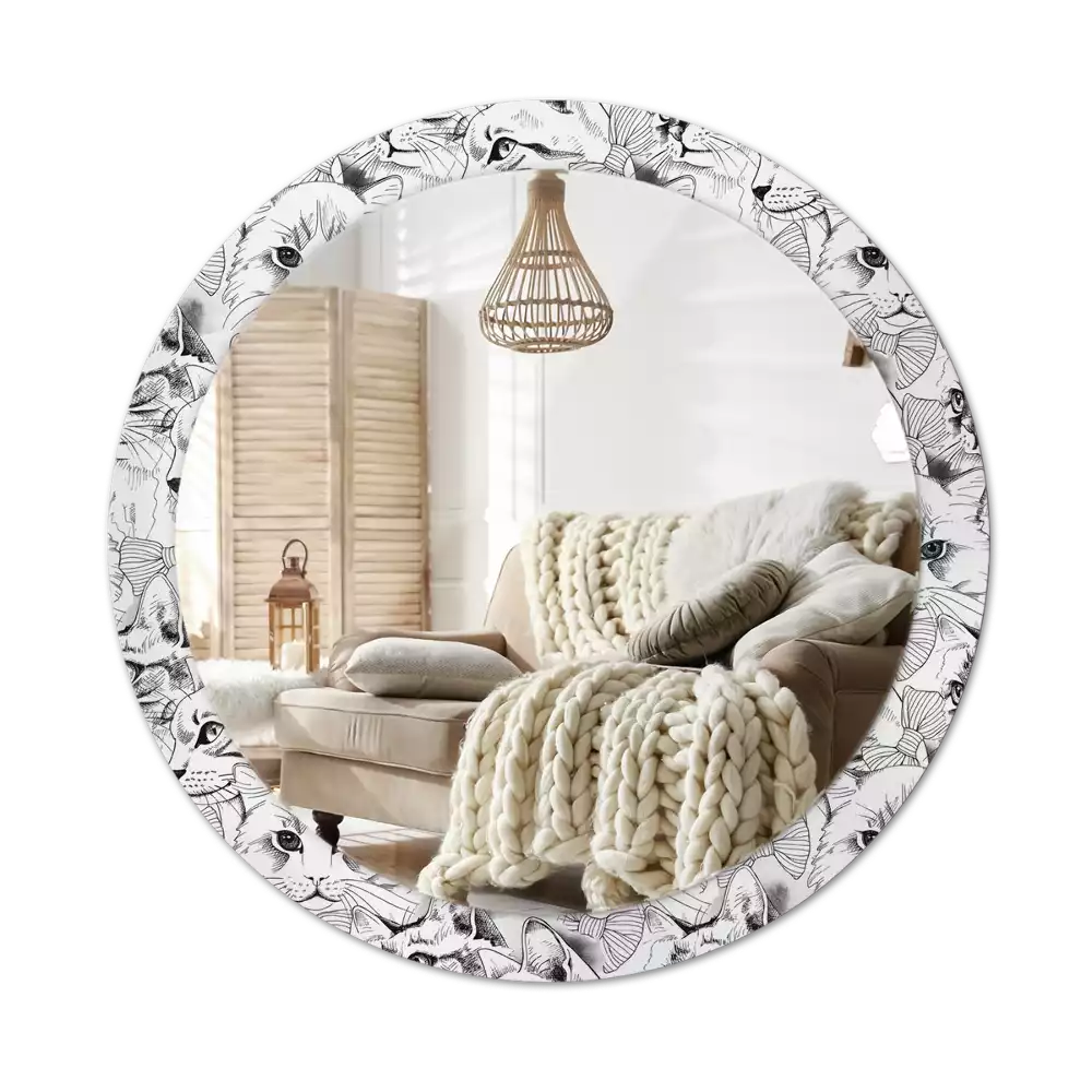 Miroir rond avec décoration Chats