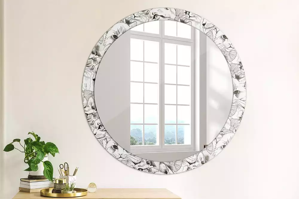 Miroir rond avec décoration Chats