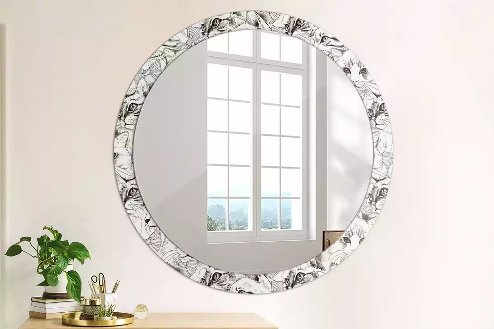 Miroir rond avec décoration Chats