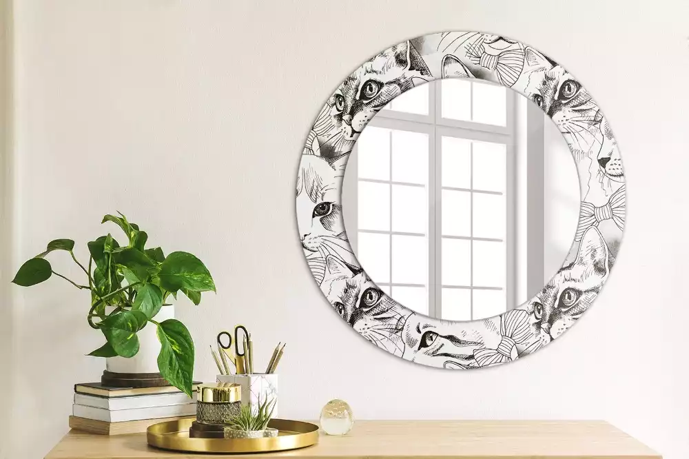 Miroir rond avec décoration Chats