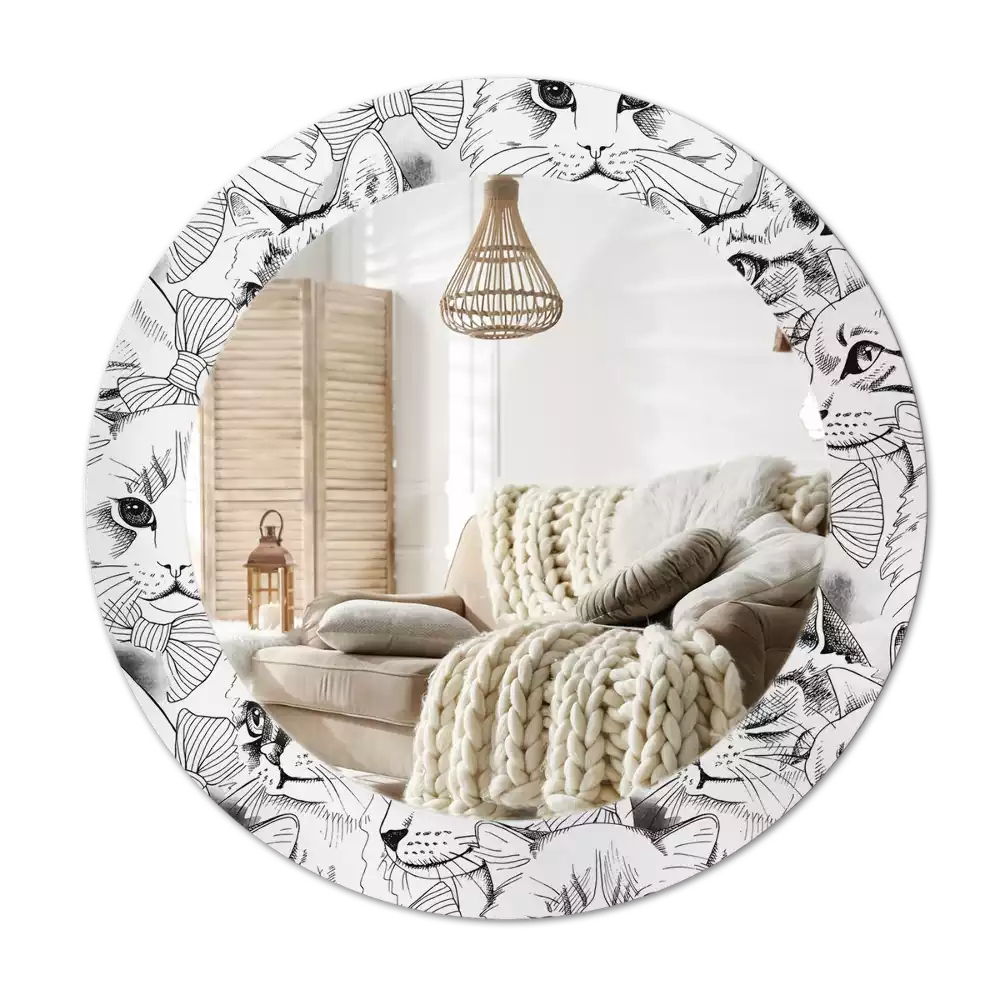 Miroir rond avec décoration Chats