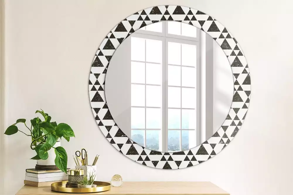 Miroir rond imprimé Triangles géométriques