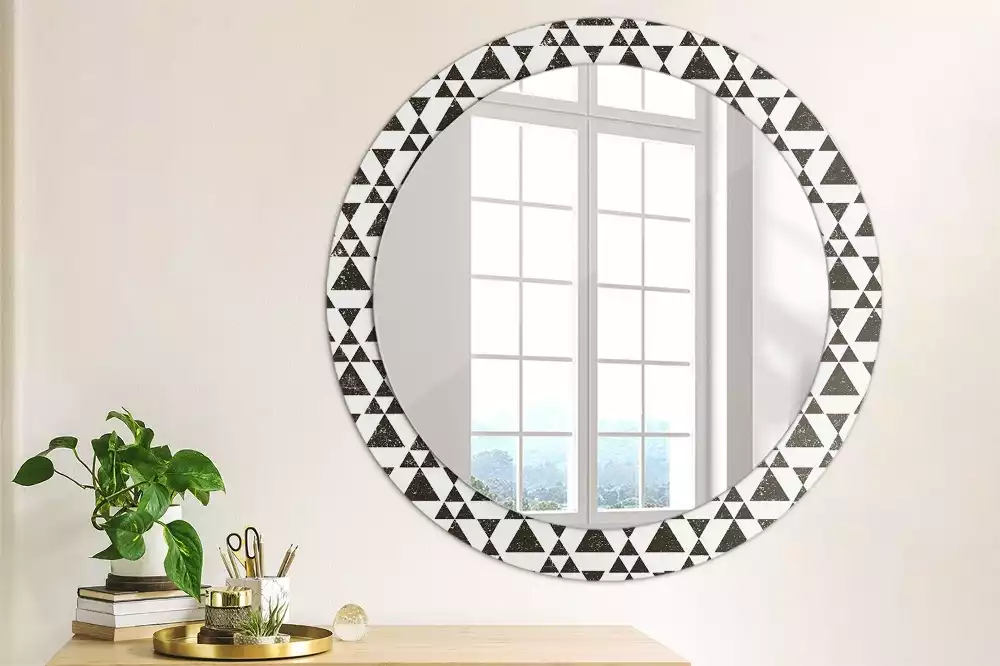 Miroir rond imprimé Triangles géométriques