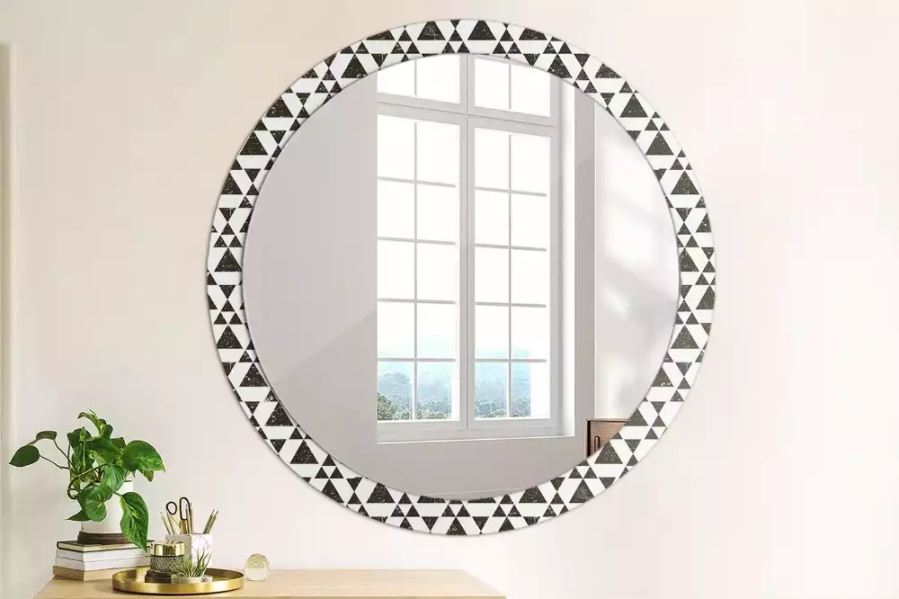 Miroir rond imprimé Triangles géométriques