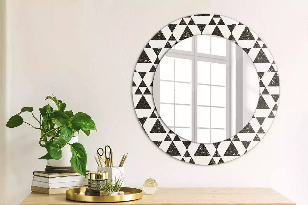 Miroir rond imprimé Triangles géométriques