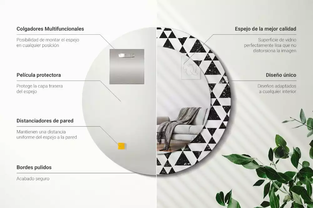 Miroir rond imprimé Triangles géométriques