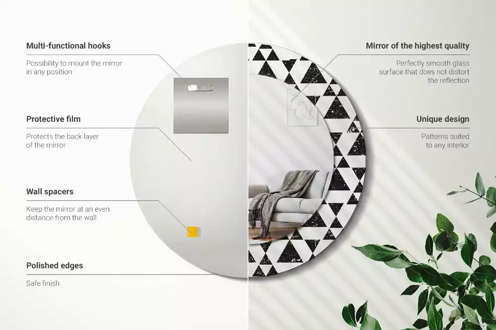 Miroir rond imprimé Triangles géométriques