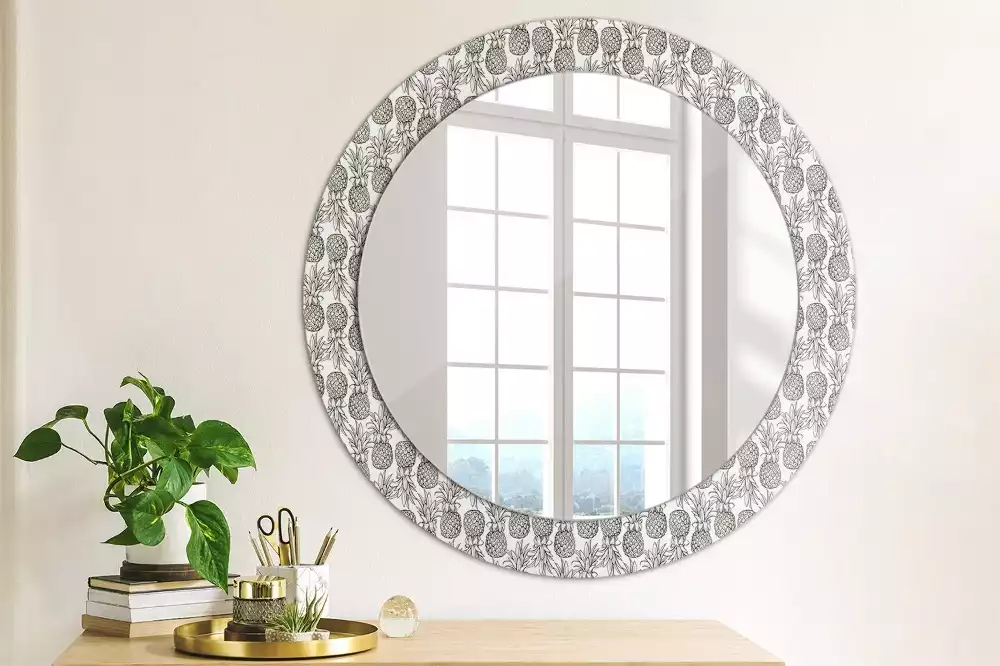 Miroir rond avec décoration Ananas