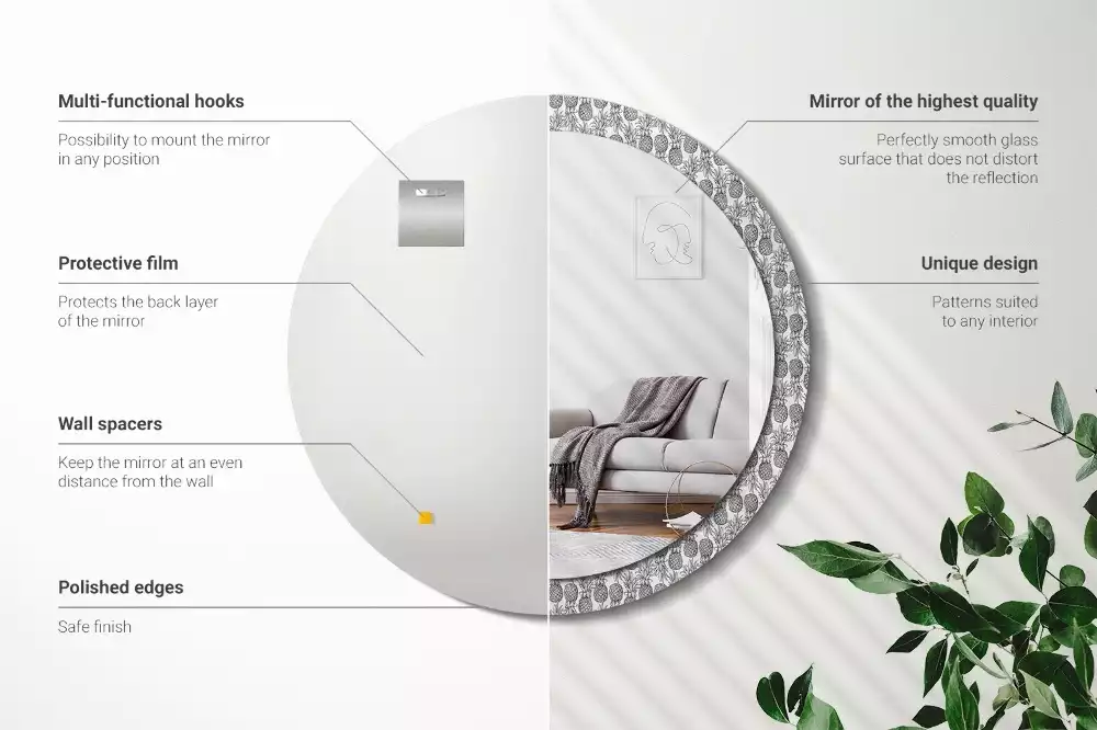 Miroir rond avec décoration Ananas