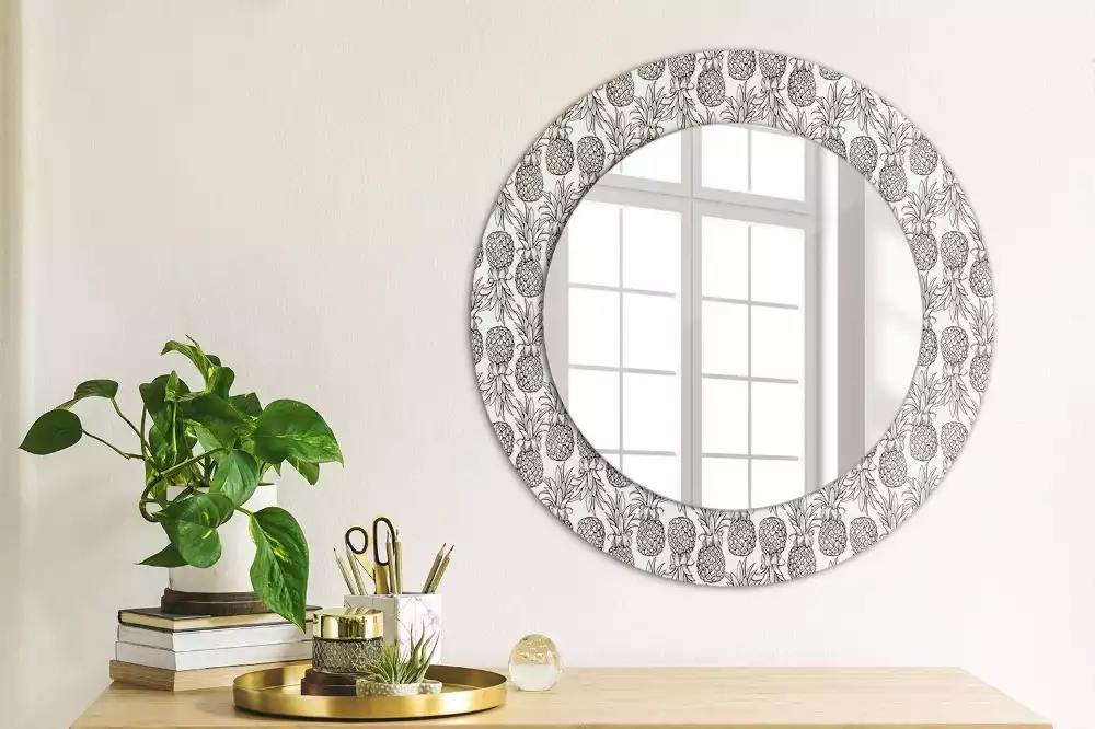 Miroir rond avec décoration Ananas